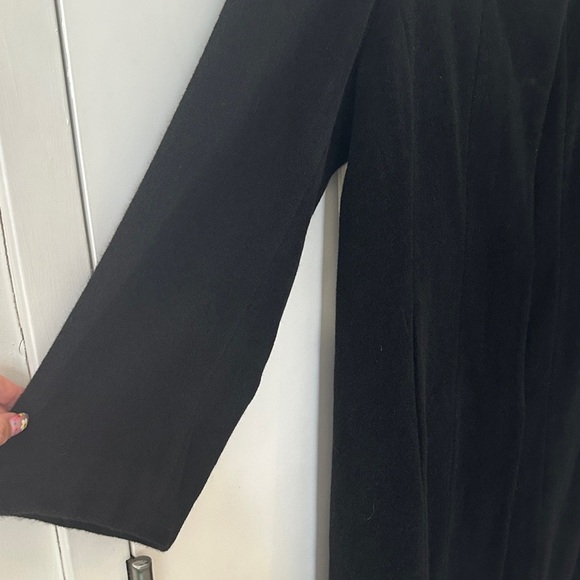 CALVIN KLEIN | Collarless High Neckline Elegant Black Women's Wool Coat - Picture 4 of 16